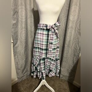 Gingham bow-belted tired maxi skirt